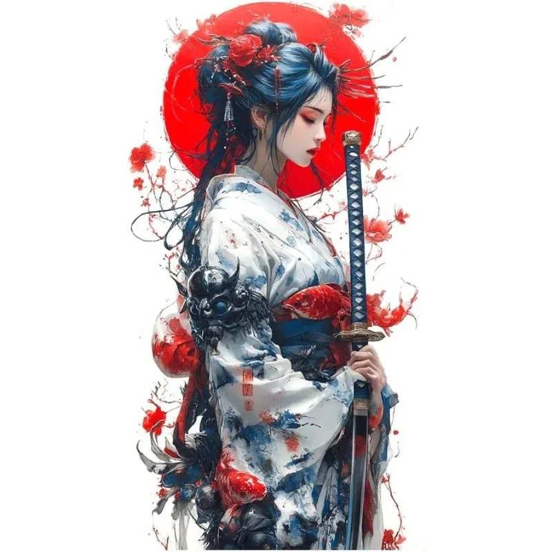 Japanese Female Samurai Geisha Vinyl Sticker Waterproof Decal for Car Bumper Window Laptop Trunk Kawaii Auto Decor