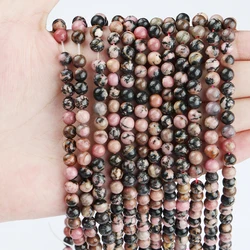 A+  Natural Black Lace Rhodonite 4 6 8 10 12mm Loose Beads for Jewelry Making Bracelet Necklace Needlework DIY Accessories