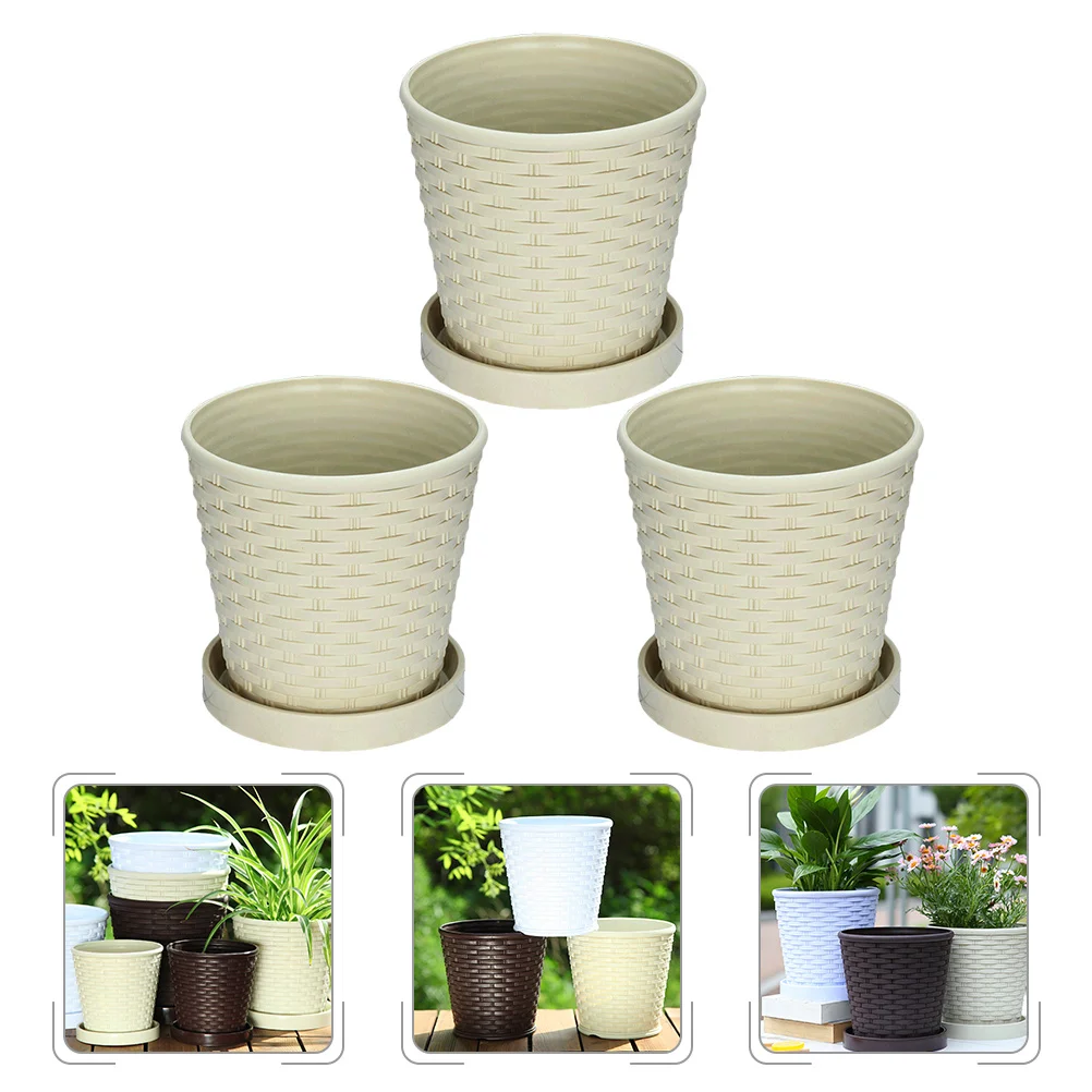 

3Sets Resin Plant Pot Multi Holes with Matching Tray for Balcony Windowsill Garden Office Decor Resin Flowerpot for Succulents