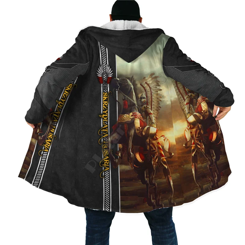 Premium Cavalry Winged Hussars 3D All Over Printed Hoodie Cloak Men Women Winter Fleece Wind Breaker Warm Cloak Cosplay Clothes