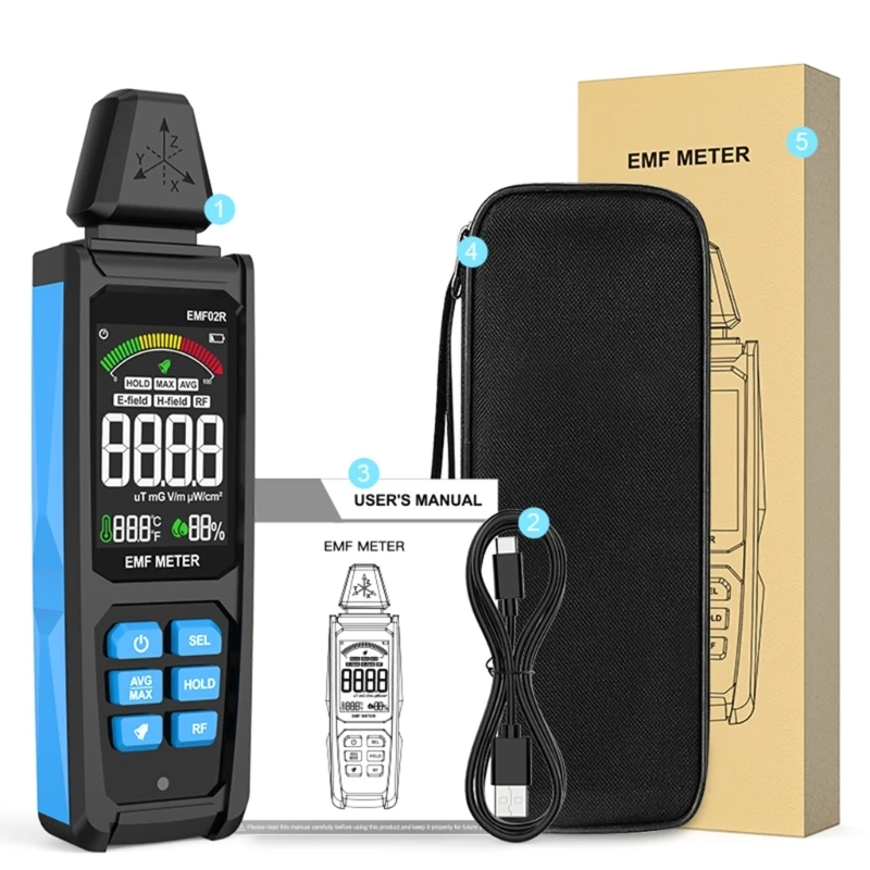 Penganalisis EMF Radiasi Deteksi Radiasi Meter Medan Elektromagnetik Drop ship