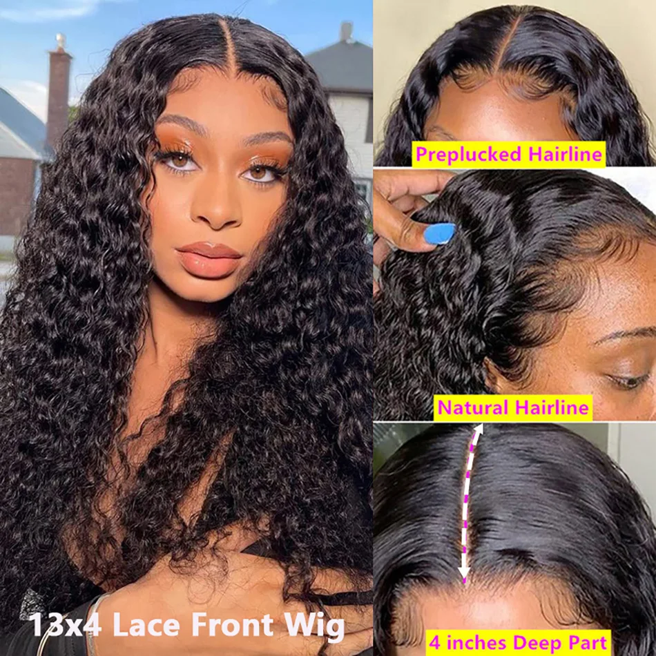 Loose Deep Wave Wig 13x6 Lace Frontal Wig 5x5 HD Lace Closure Human Hair Wigs Brazilian PrePlucked Deep Curly Front Wig Women