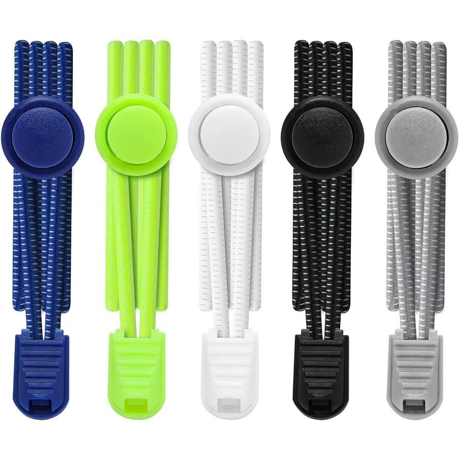 1 P/ 5 ps بدون أربطة أحذية للبالغين، أربطة أحذية مرنة بدون ربطة عنق للأطفال