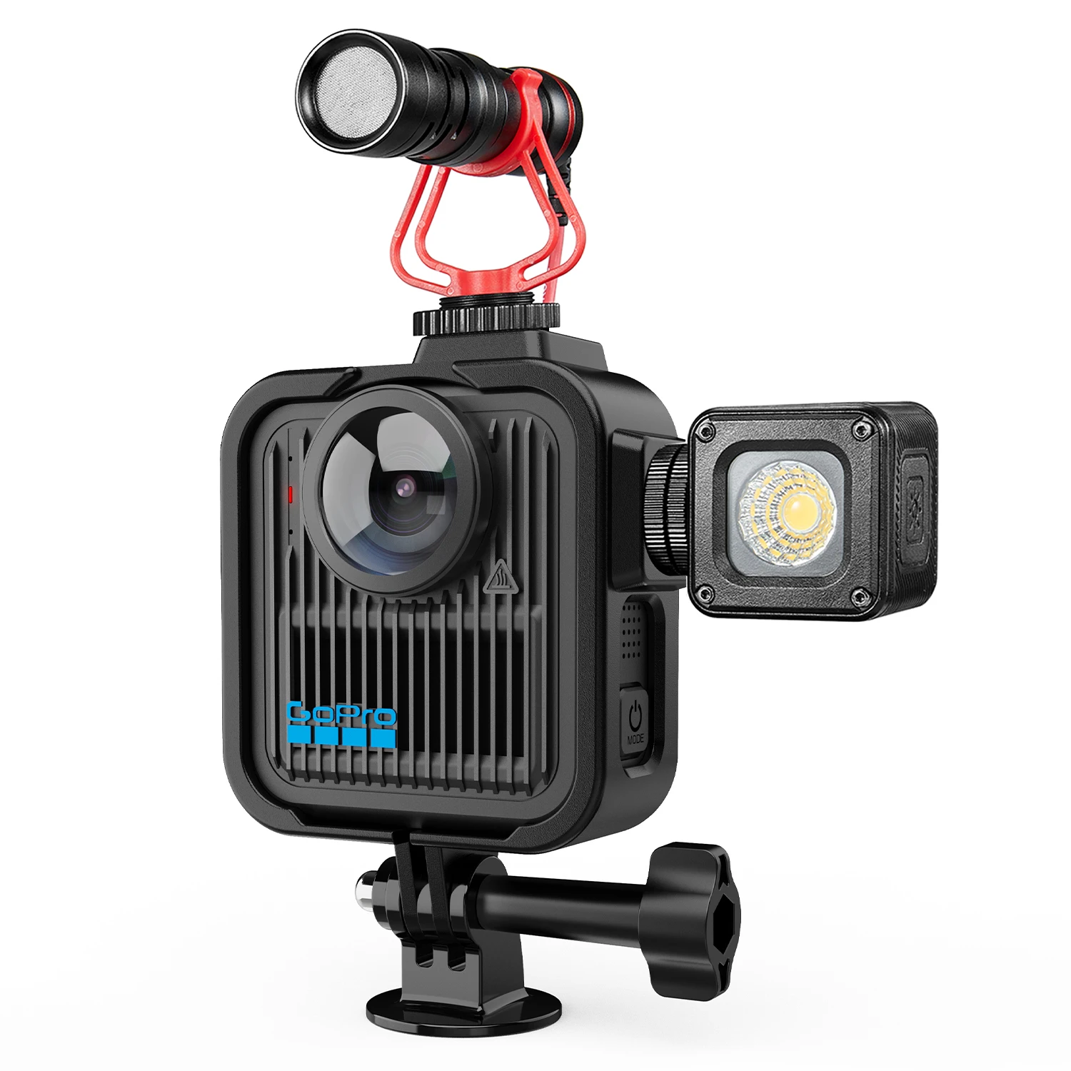 قفص الإطار لـ GoPro MAX 2، حافظة الكمبيوتر الشخصي مع غطاء الحذاء البارد مع غطاء عدسة السيليكون مع محول لملحقات MAX2 #4