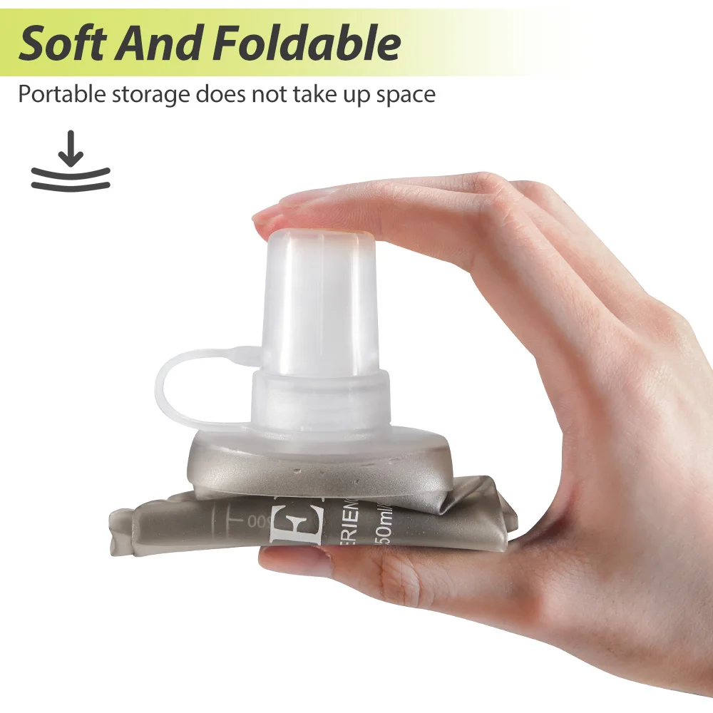 500/800/1000ml Sport-Wasserflasche TPU Faltbare Weiche Trinkflasche Tragbare Wasserflasche für Laufen Wandern Radfahren Fitness Wasserbeutel – Detail 5