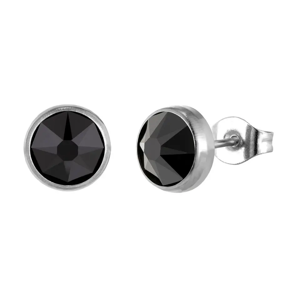 Hypoallergenic Black CZ Earrings for Man Women G23 Titanium Get Crystal Stud Earrings 3mm 4mm 5mm 8mm Stone Stone Earings aretes - view 2