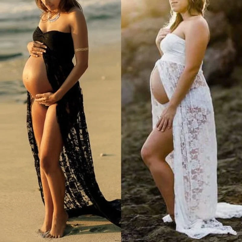 

New Couples Maternity Photography Lace Dress Props Maternity Gown Fancy Shooting Photo Summer Pregnant Dress Plus Size