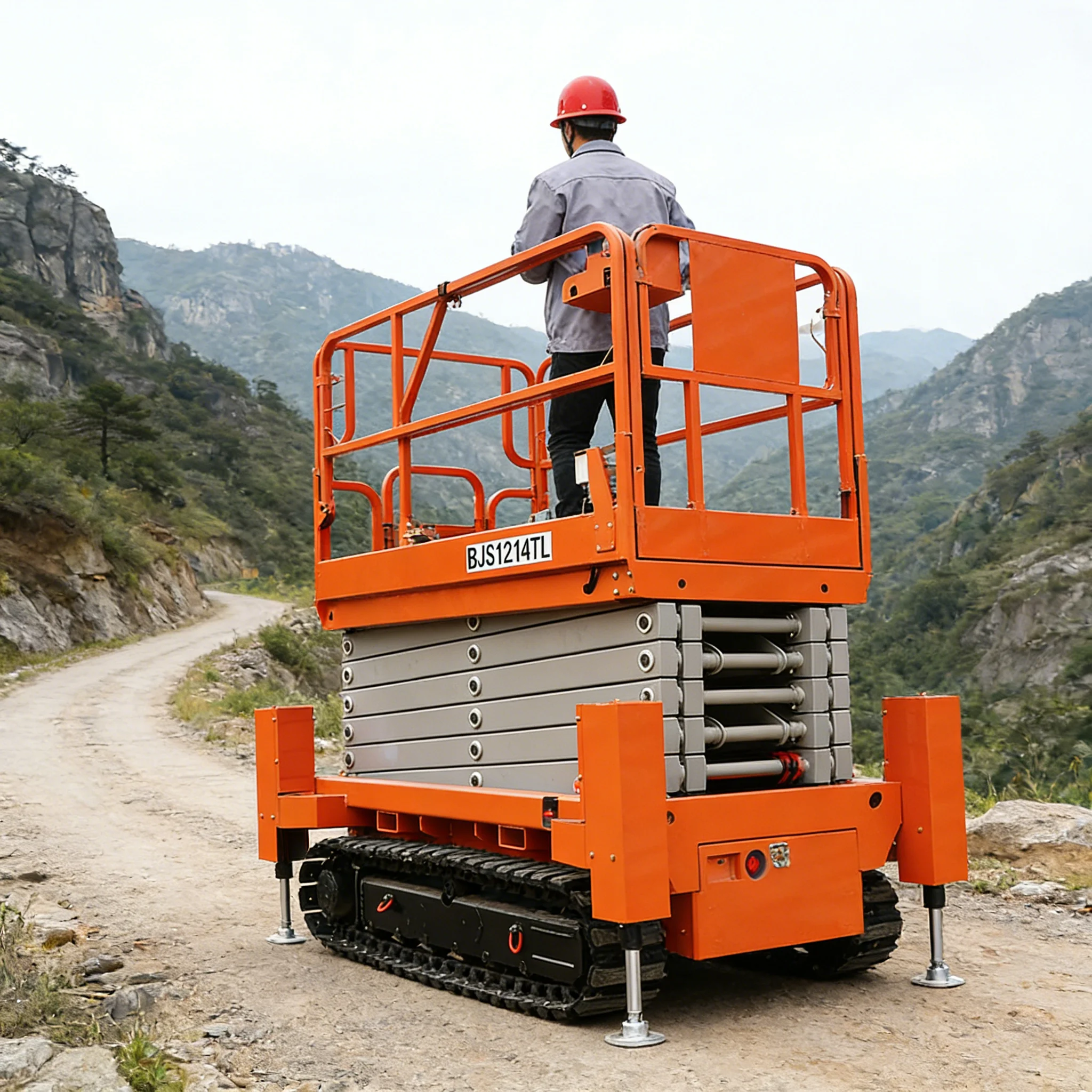 Crawler Scissor Lift Self Propelled Tracked Platform 12m 500kg Capacity Automatic Rough Terrain Electric Lifting Machine