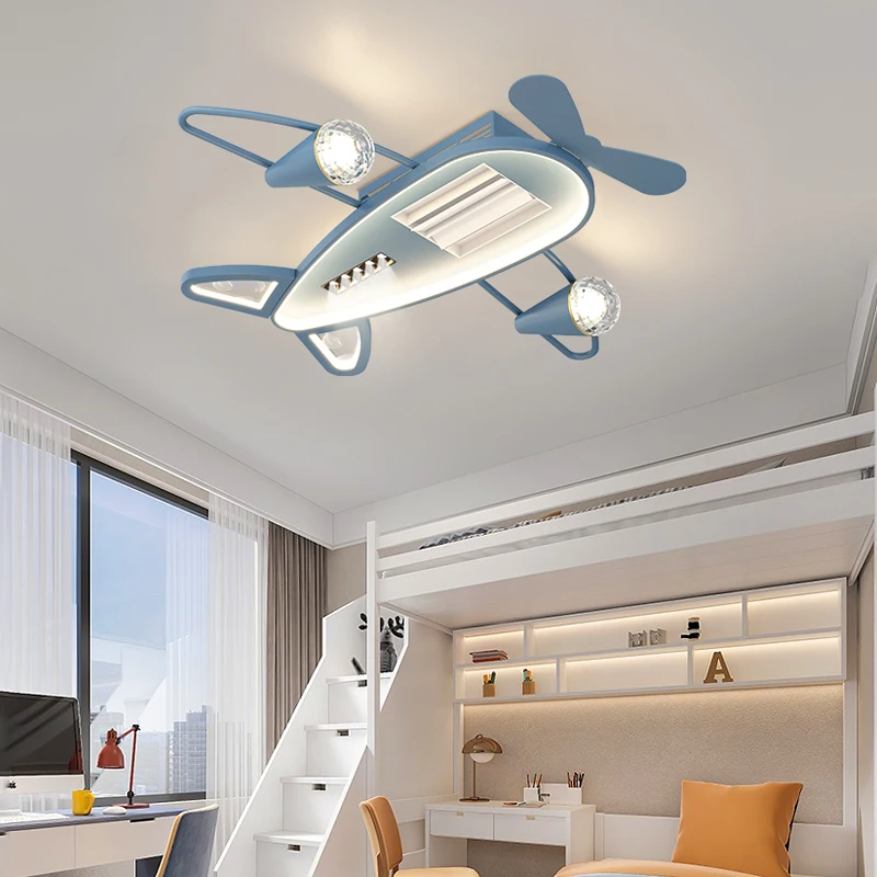 Nordic Children's Room Leaf Less Ceiling Fan Lights For Bedroom Home Decor Indoor Lighting Remote Control Dimmable Lamps Lustres