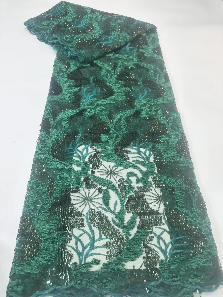 

Новое поступление, зеленая африканская нигерийская кружевная ткань с блестками, 2021, высокое качество, французская кружевная ткань для женщин, праздничное платье LYX2508B