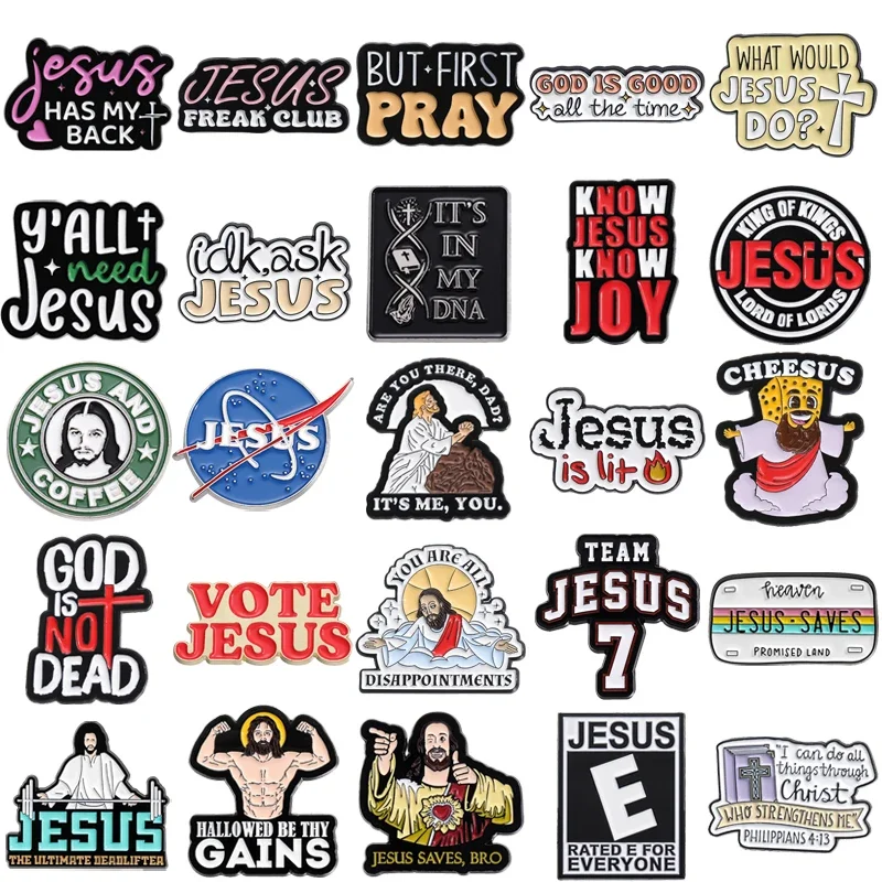 Holy Jesus Enamel Pin San Judas Christian Easter Cross Festival Retro Religious Beliefs Jewelry Brooch Lapel Badge Wholesale