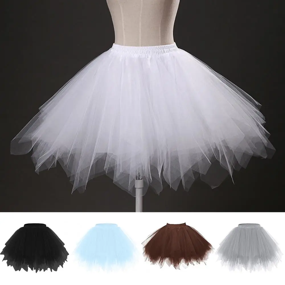 

Ruffled Skirt Fluffy Gauze Multi-layered A-line Skirt with Scattered Hem High Elastic Waist for Women's Dancing Performance