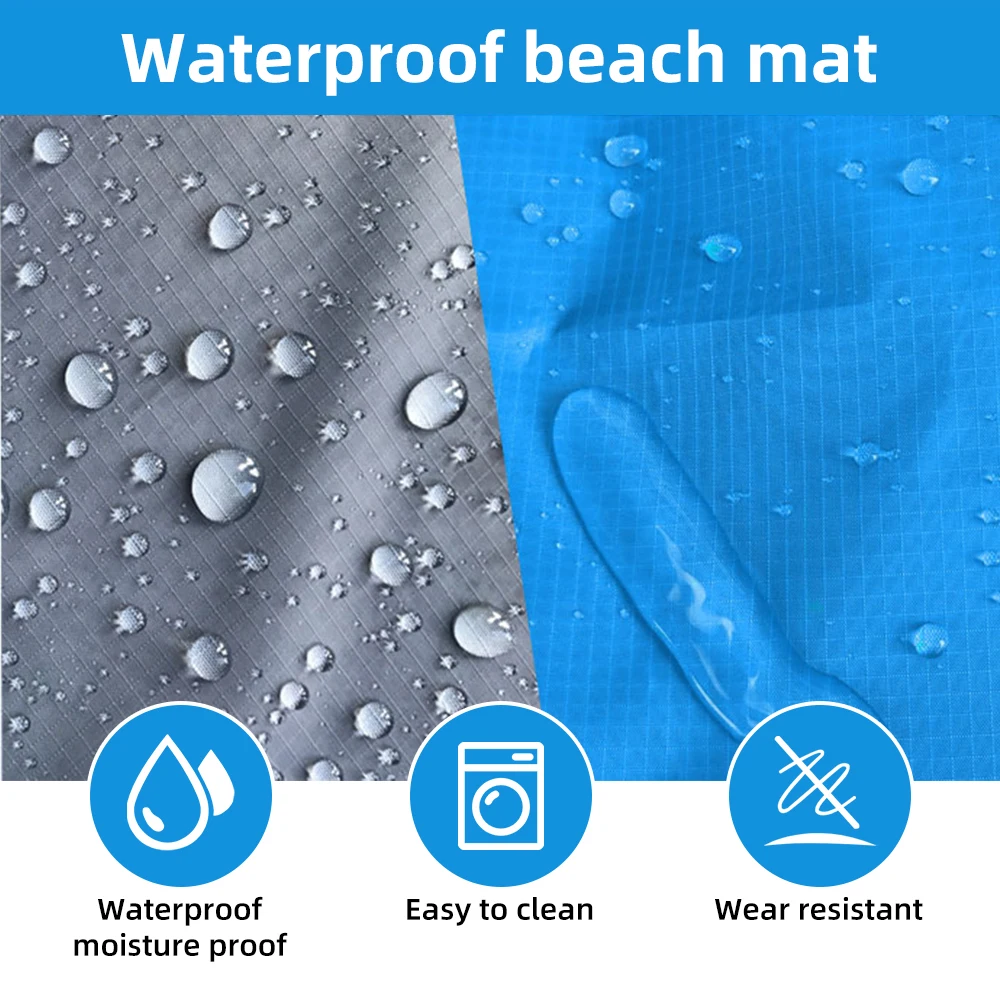 2x2.1m Waterproof Pocket Beach Blanket Folding Camping Mat Mattress Portable Lightweight Mat Outdoor Picnic Mat Sand Beach Mat