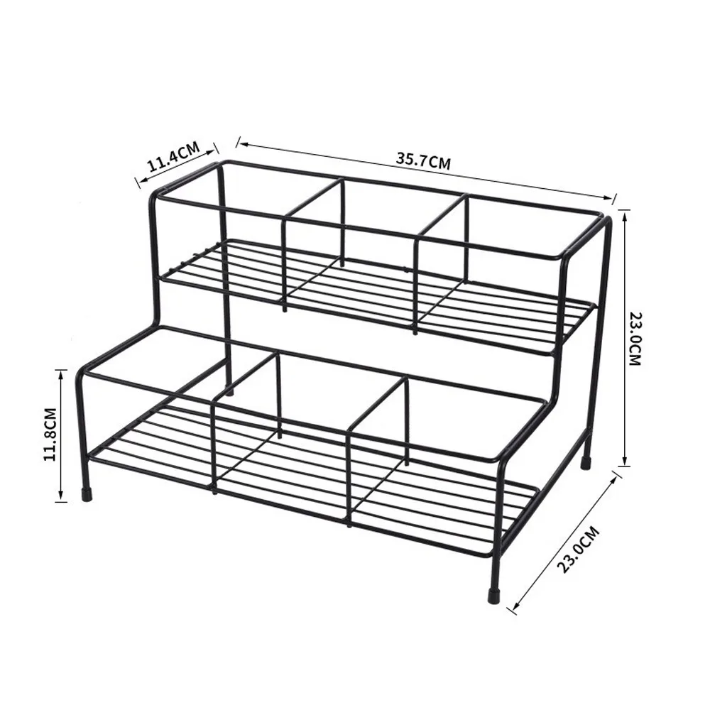 

Metal Syrup Bottle Display Stand Black Easy Installation Coffee Syrup Rack 4/6 Grids Spice Rack for Cabinet Cafe Countertop