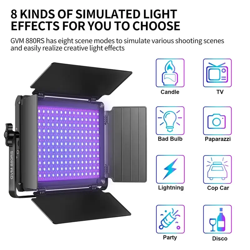 GVM RGB LED Video Light with Softbox 60W Photography Studio Lighting Kit with Stands 2-Packs 880RS Led Panel Light for YouTube