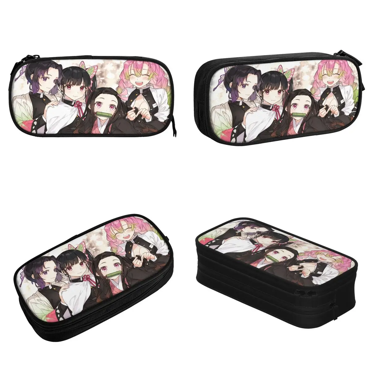 Imagem -02 - Kawaii Demônio Slayers Lápis Cases para Meninas Anime Japonês Comic Pen Holder Bolsa para Crianças Grande Capacidade Presentes de Escritório