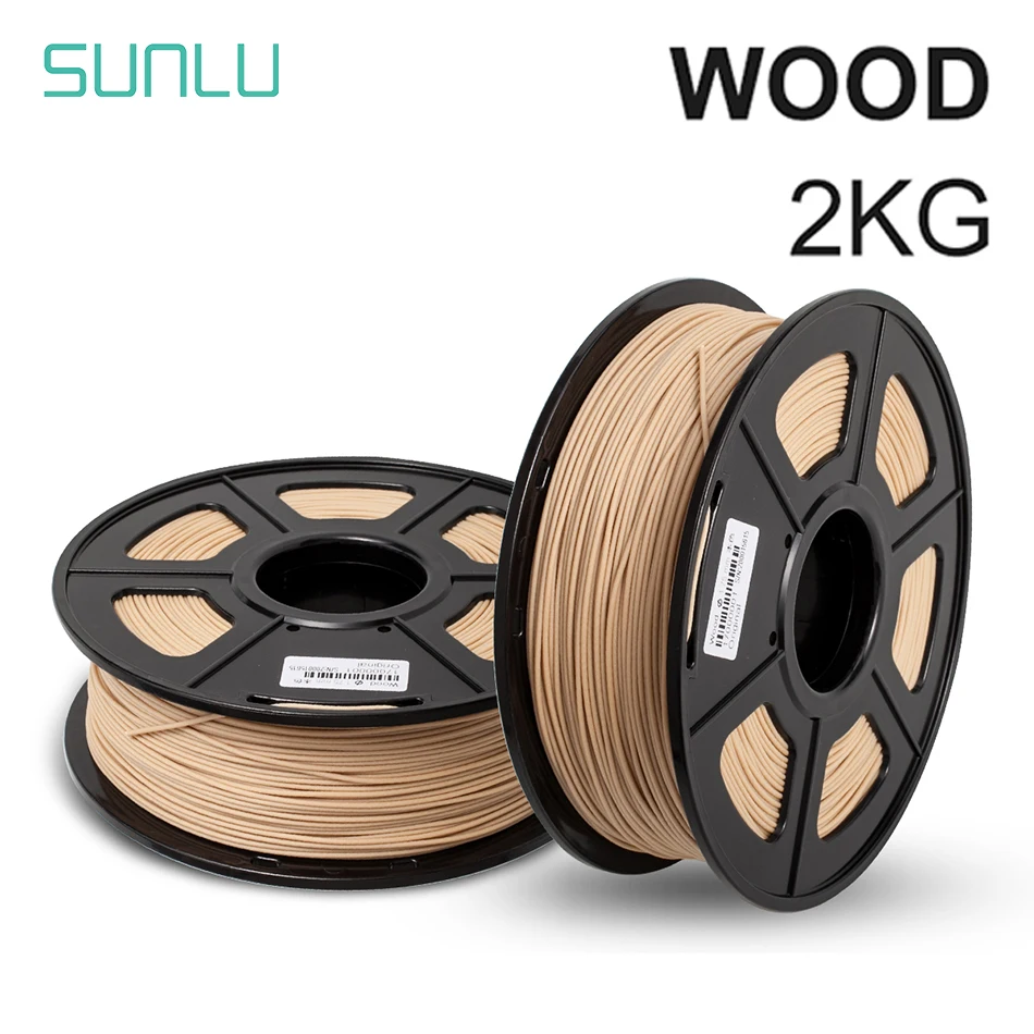 SUNLU 2Rolls WOOD 3D Filament 1.75MM 1KG Wood Fiber Solid Texture More Than Color Effect Non-Toxic Eco-Friendly Low Shrinkage