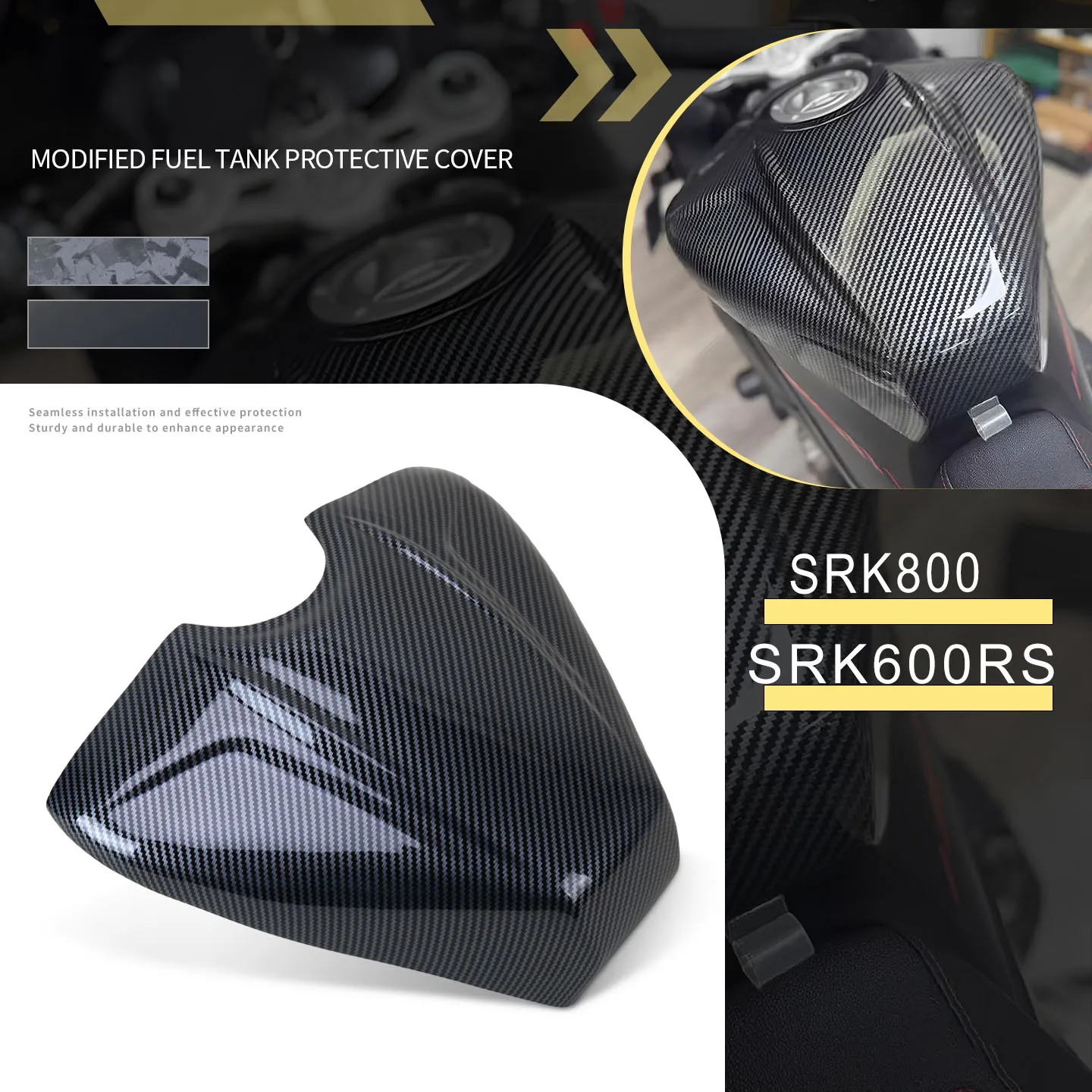

Motorcycle Carbon Fiber Fuel Gas Tank Cover Guard Protector Frame Fairing Kit For QJMOTOR SRK800 SRK600RS