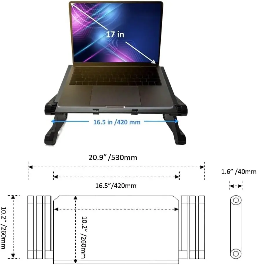 Imagem -06 - Suporte de Mesa para Laptop e Mesa de Colo Elevador Ajustável Portátil com Mouse Pad Suporte de Refrigeração de Alumínio