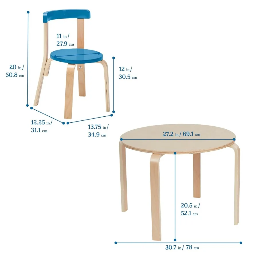 ECR4 Bentwood طاولة مستديرة وكرسي خلفي منحني مجموعة أثاث لغرف اللعب والفصول الدراسية تصميم معاصر مع كون متين