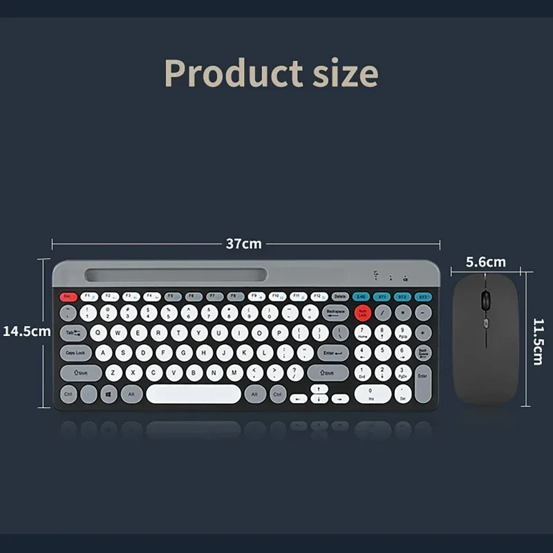 Imagem -05 - Combos de Teclado e Mouse sem Fio Bluetooth 2.4g 104 Teclas para Ios Windows Android Jogos para Laptop Slot para Suporte do Telefone