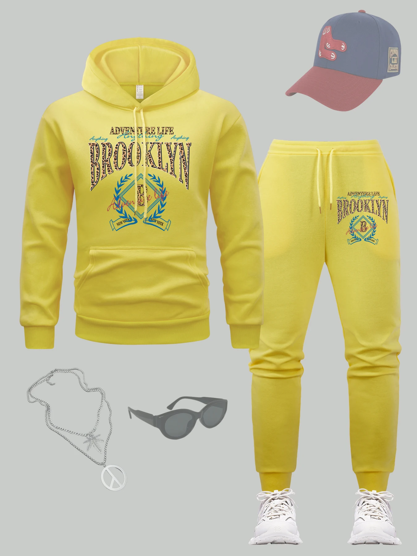 

Brooklyn New York Adventure Life Prints Мужские толстовки с капюшоном, универсальные спортивные костюмы, повседневные мягкие спортивные штаны, флисовая спортивная одежда в стиле хип-хоп