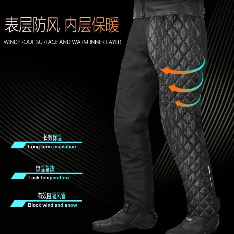 Winter Motorcycle Riding Pants Zipper Style Quick Release Windproof Warm Pants with Protective Gear Anti Fall Motorcycle Pants