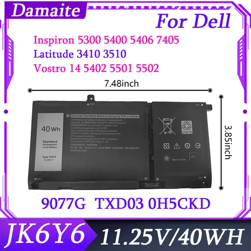 JK6Y6 40WH batería del ordenador portátil para Dell Latitude 3410 3510 0C5KG6 C5KG6 Inspiron 5300 5301 P129G P130G 9077G Vostro 14 5402 5501 5502