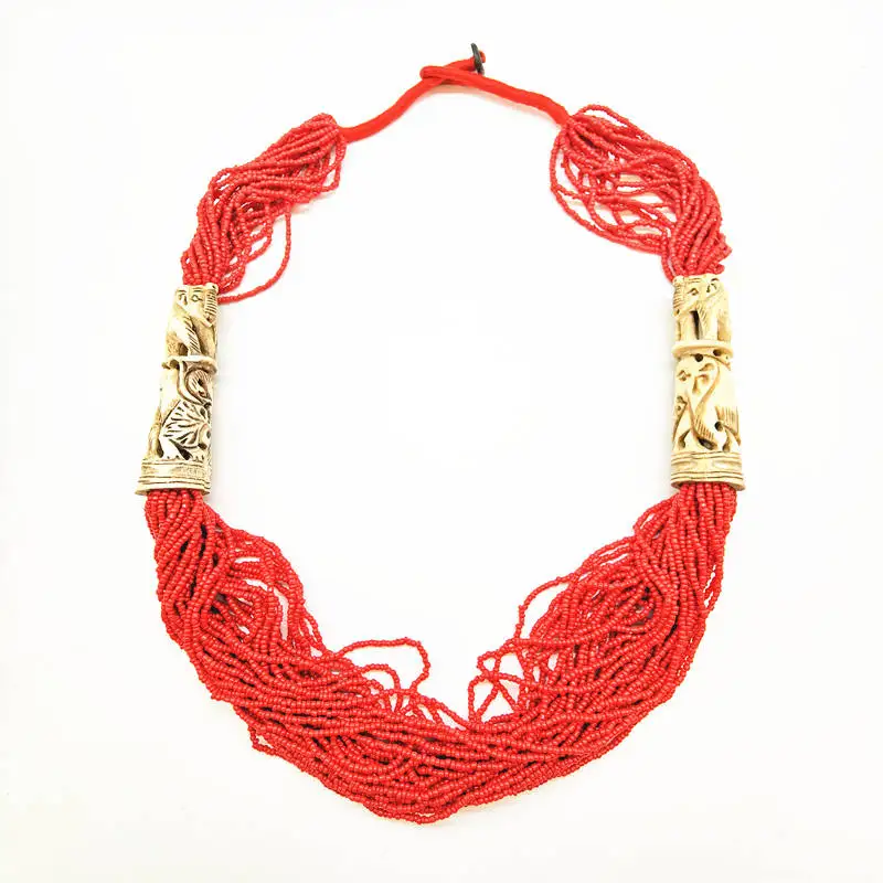 Tibetan Necklace Yak Bone Carved Elephants Lion Tribal Necklaces Tibet Jewelry TNL297