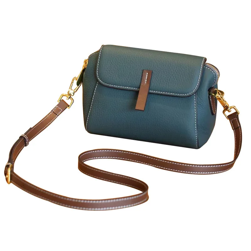 Top Layer Cowhide Small Shell Bag Women\'s Messenger Fashionable Purse Lady Shoulder Bag Genuine Leather Solid Phone Bag Soft