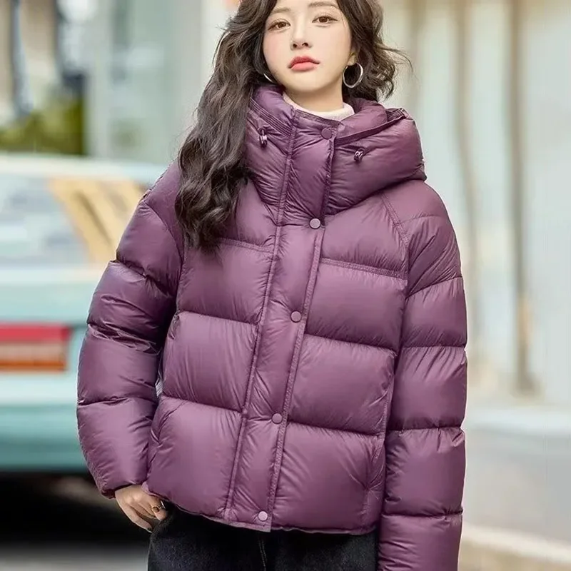 

Autumn Winter New Down Cotton Jacket Women Korean Cotton-Padded Thicken Warm Hooded Parkas Short Coats Female Casual Ladies Tops