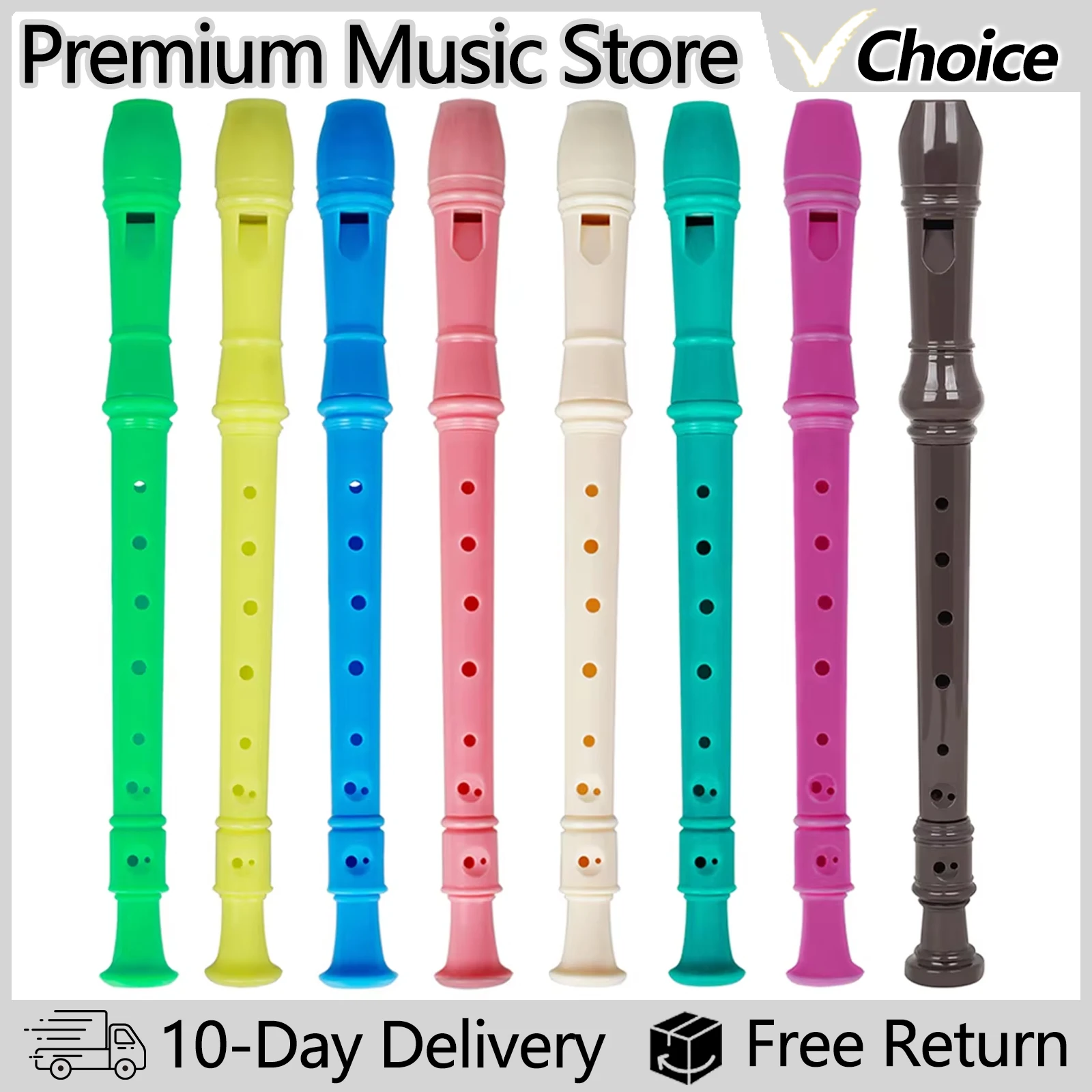 Flauta longa para clarinete de 8 buracos j32, flauta vertical abs, instrumento musical, educação musical com bastão de limpeza para crianças iniciantes