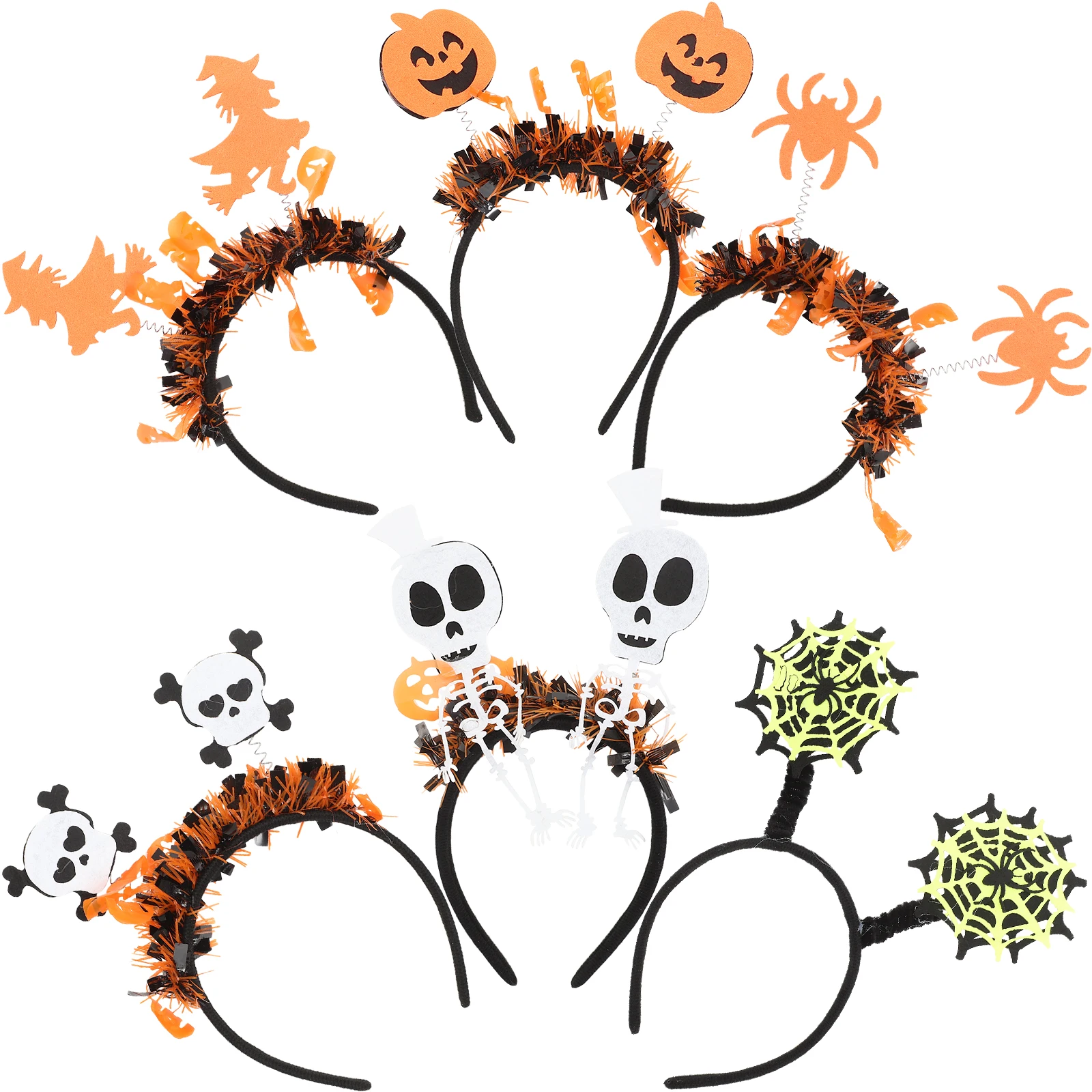 

6Pcs Halloween Hair Accessories Headbands Creative Spider Pumpkin Party Cosplay Headwear for Women