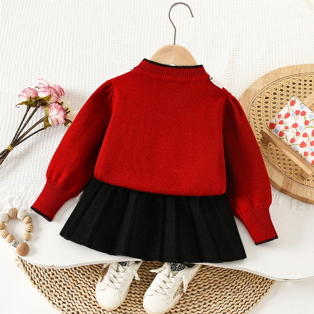 الفتيات محبوك مجموعة ملابس ربيع الخريف الأطفال الصوفية جيرسي البلوزات قمم التنانير فستان الأميرة دعوى لملابس الطفل الاطفال
