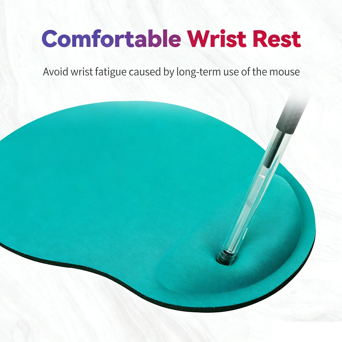 Memory sponge wrist guard mouse pad, anti slip bottom designed ergonomically, comfortable and durable for office use