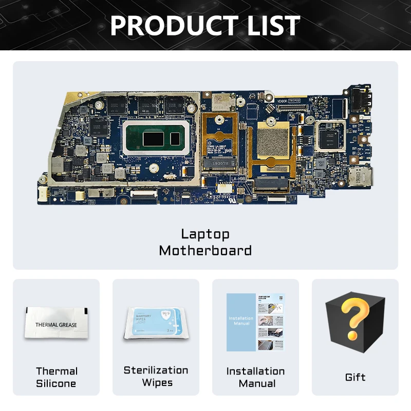Voor DELL Latitude 9510 Laptop Moederbord LA-H981P I5-10210U I7-10710U I7-10810U RAM 8G 0X20H5 097KR9 0X1G65 100% Getest
