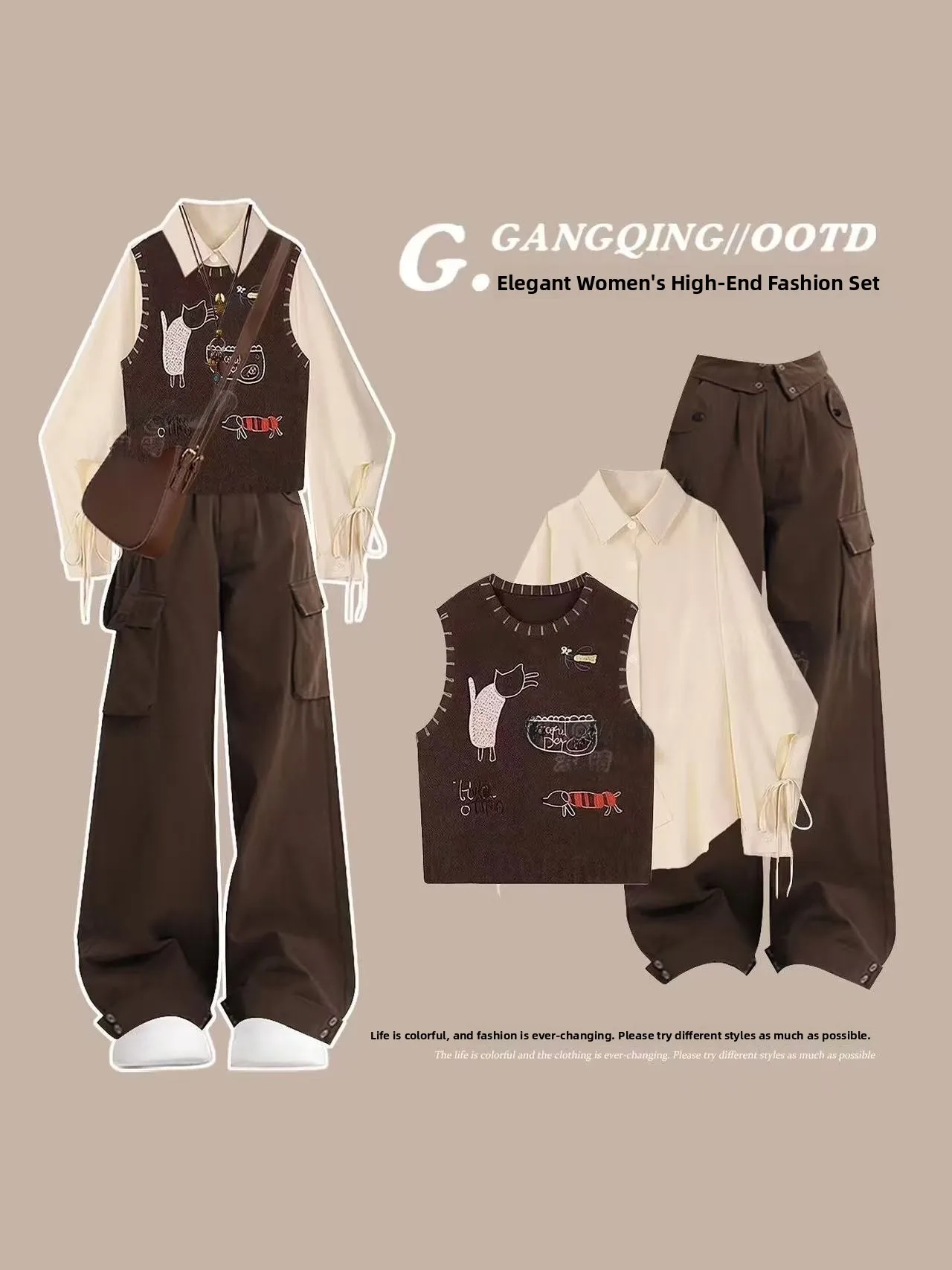 

Модный вышитый жилет 2025: Весенне-осенняя женская одежда, универсальный, милый, с объемной вышивкой, в университетском стиле