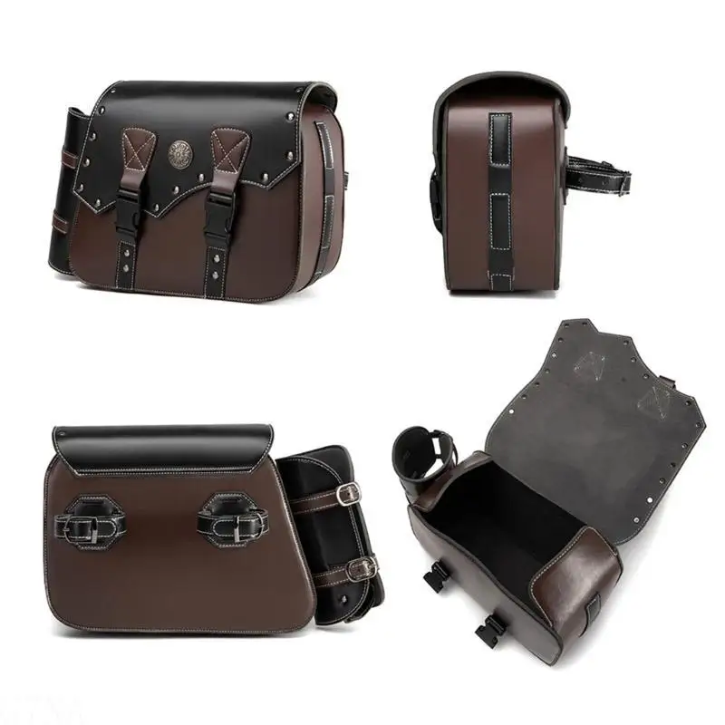 G7NA Klassische Motorrad-Satteltaschen mit verstellbaren Trägern, Konstruktionstasche aus PU-Leder zur sicheren Aufbewahrung des – Detail 9