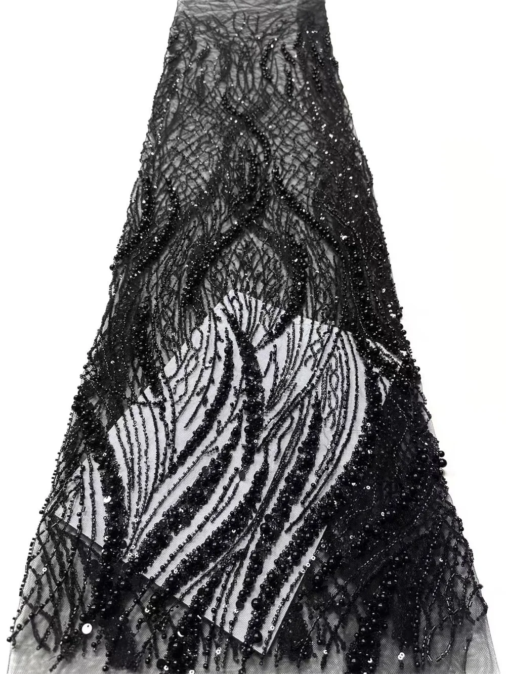 Luxus-Stoff für Kleid, 5 Yards mit Perlen, luxuriöser goldfarbener afrikanischer Spitzenstoff, 2025, hochwertiger Pailletten-Spitzenstoff für Kleid H47-1