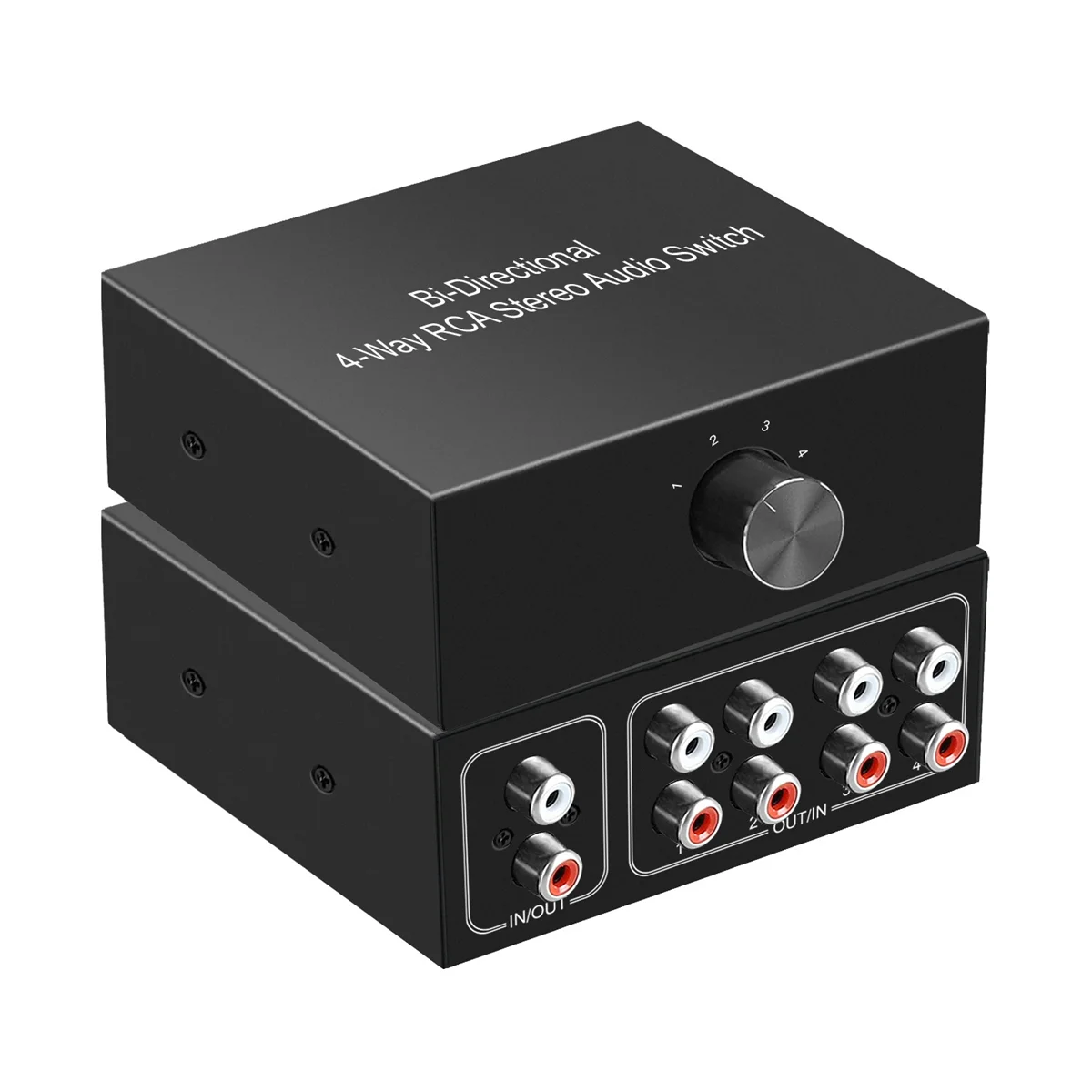 4 Ports Bi-Directional Audio Switcher Box Audio Rotary Switch Plug Play Audio Splitter for TV Game Console Headphone