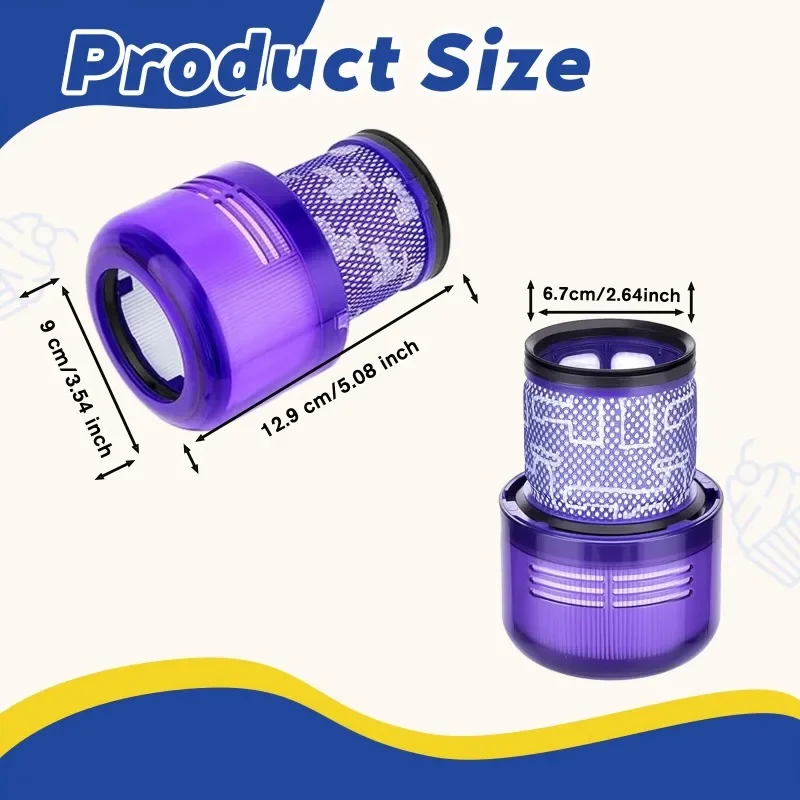 (4 Filters + 1 Brush) Replacement Parts Compatible For Dyson V11, SV17, SV14, SV22, and SV28 Rear Filter Vacuum Cleaners view 3