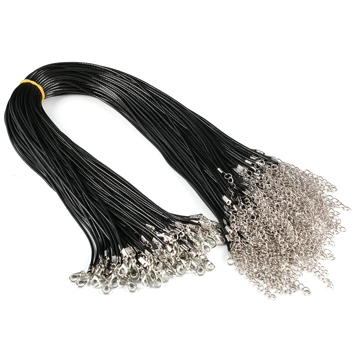 

Wholesale 10pcs/lot Black Wax Leather Cord Necklace Rope 40+5cm Chain Lobster Clasp DIY Jewelry Accessories