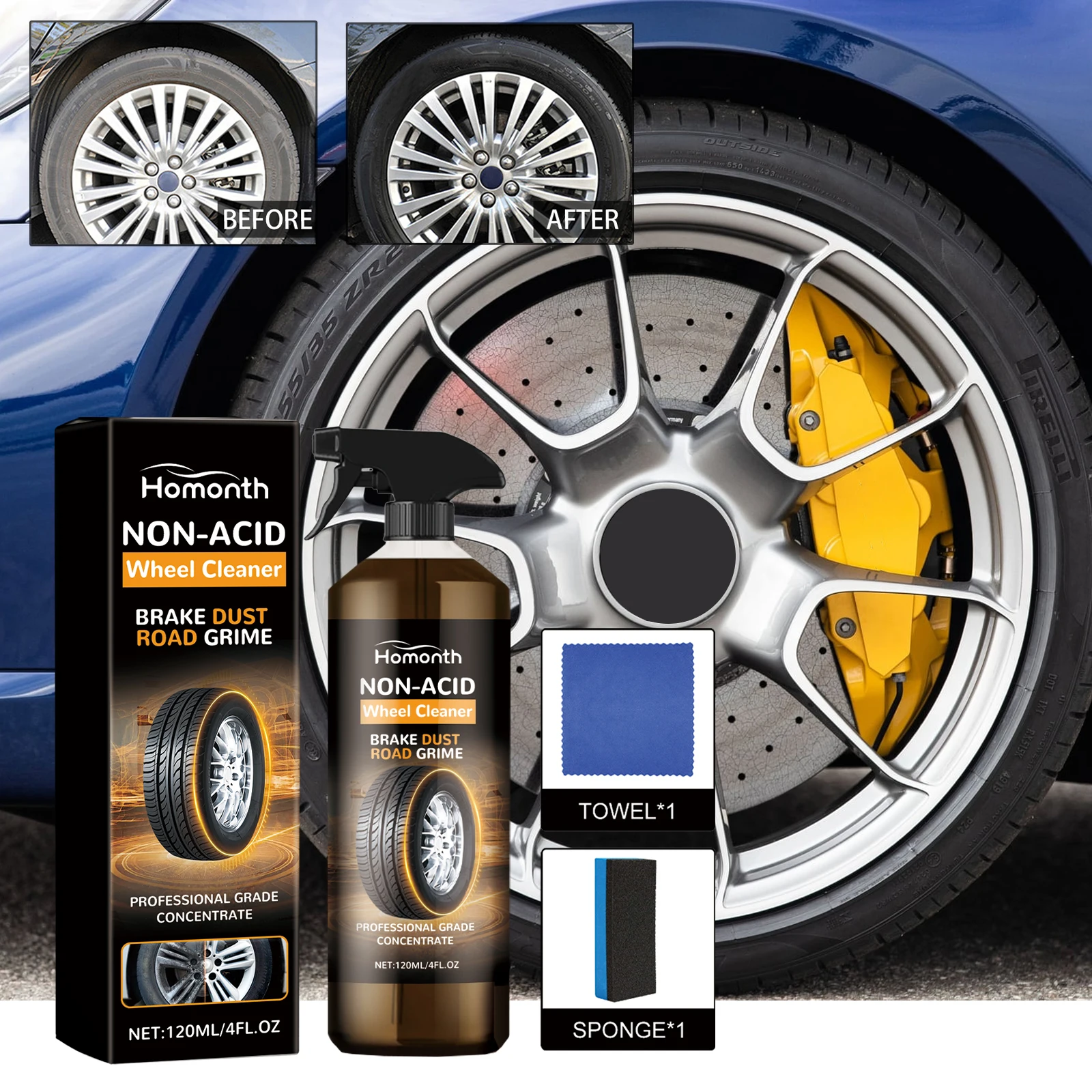 Wheel Rim Care Kit Multi-purpose Cleaning Polishing Refurbishment Dust Remove For All Cars Wheel Daily Maintenance Agent 120ml