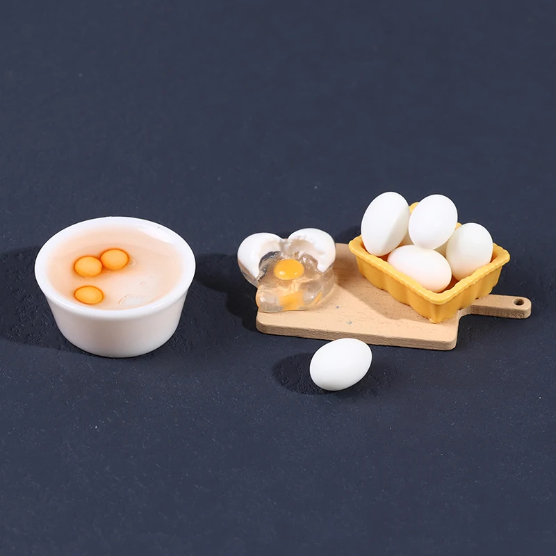 1/12 Dollhouse Kitchen Accessories Mini Rolling Pin Egg Bowl Flour Bag Miniature Furniture Food Model Toy For Doll House