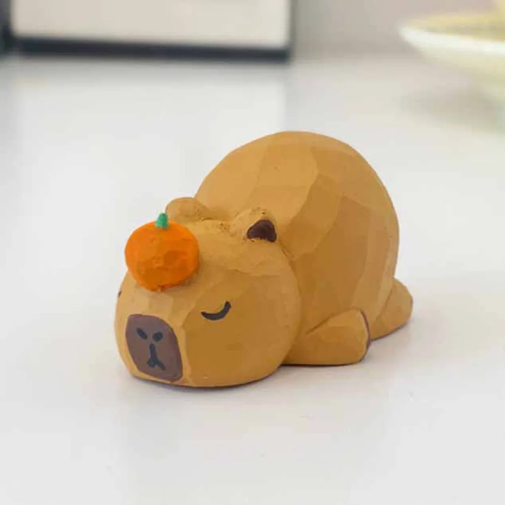 Keychain Carving Capybara Ornament Crafts Figure Capybara Animals Ornament Small Cartoon Simulation Capybara Model Children Toys