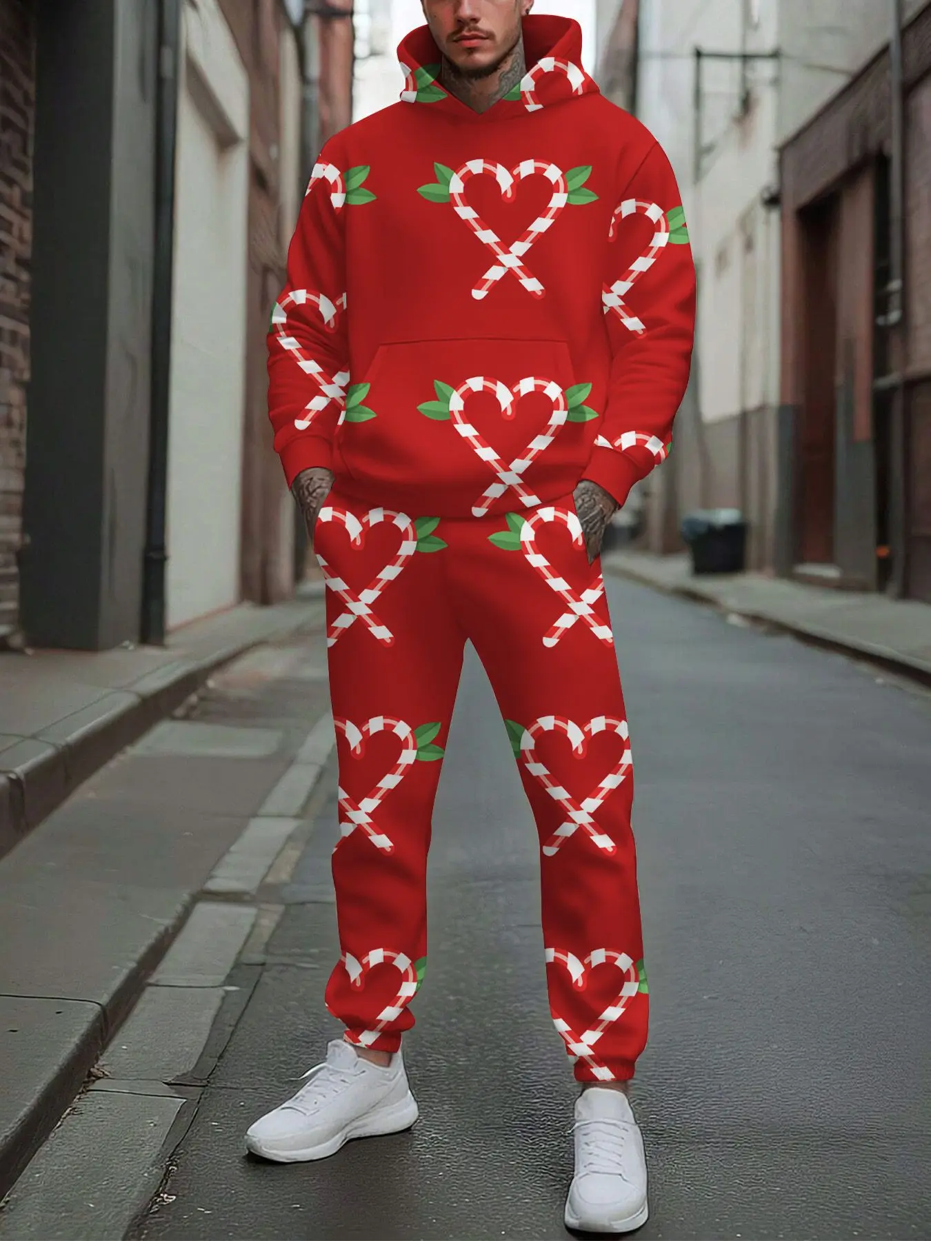 Conjunto de 2 piezas, conjunto deportivo de manga larga y pantalones largos a la moda para hombres europeos y americanos