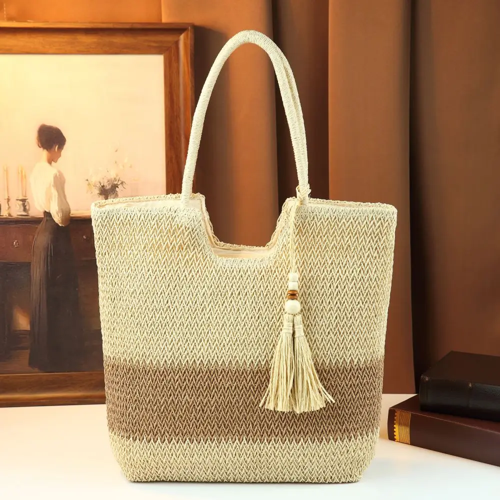 

2026 New Beach Bag Hand Woven Tote Bag Large Capacity Lightweight Breathable Holiday Travel Shoulder Bag for Women