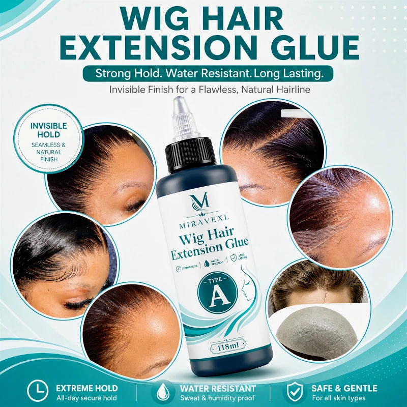 MIRAVEXL Wig Glue & Remover Set (Type A&B) 118ml Each – Strong Hold Adhesive + Gentle Residue Remover for Lace Wigs & Extensions image 3