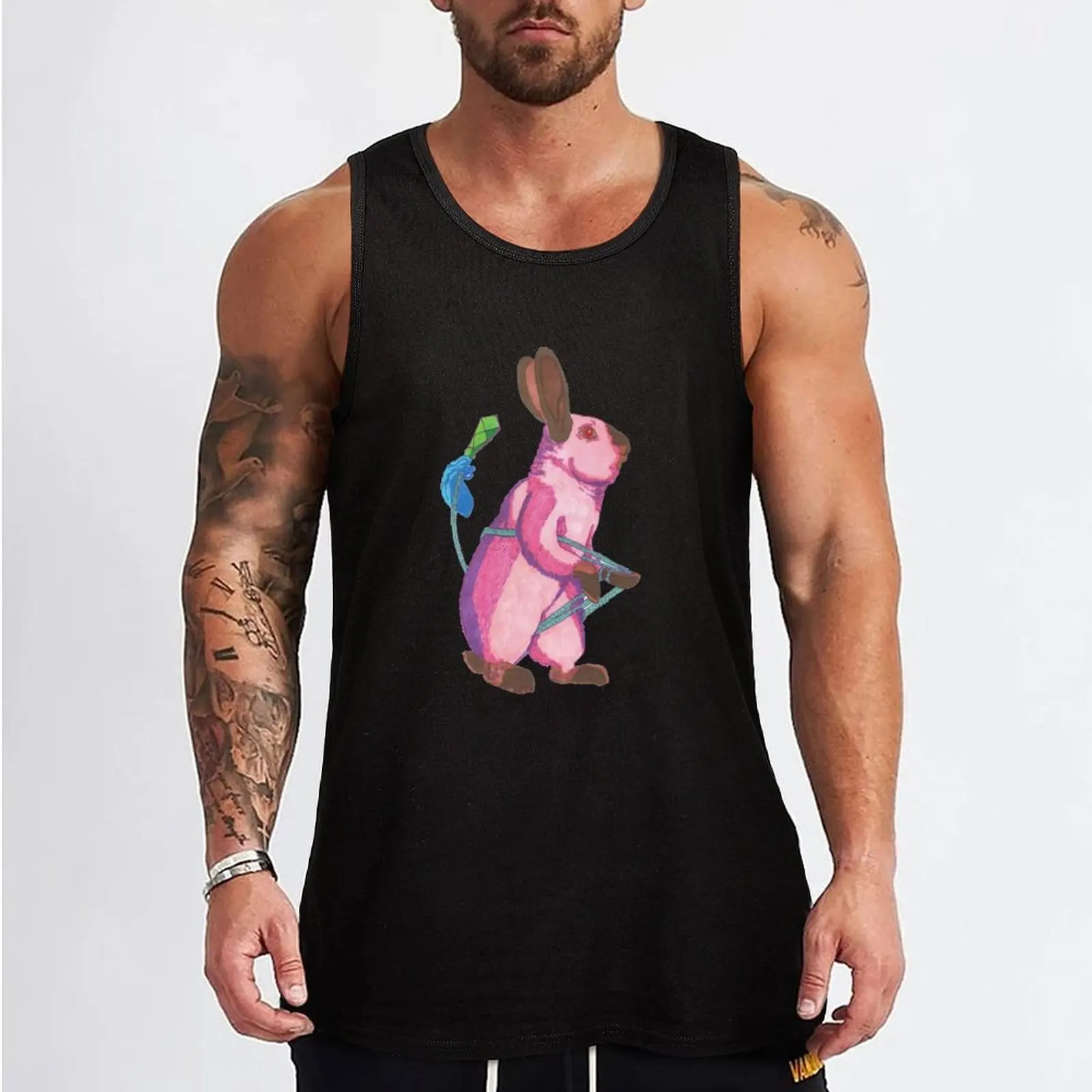 Ropedart Rabbit Bunny Tank Top vests for men t shirt gym t-shirt for men