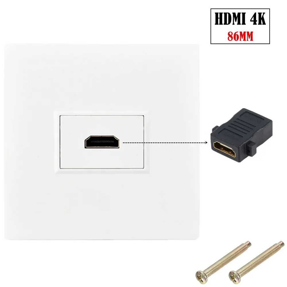 86mm HDMI-Compatible Wall Plate HDMI Socket  Outlet Panel Mount Support 4K 60Hz HDR 1080P 3D Ethernet Straight Elbow